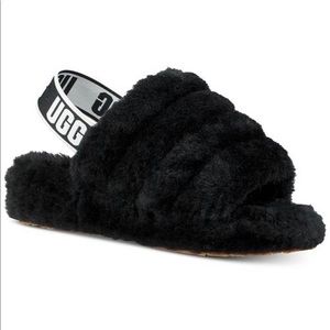 UGG Fluff Yeah Black Sheepskin Slides